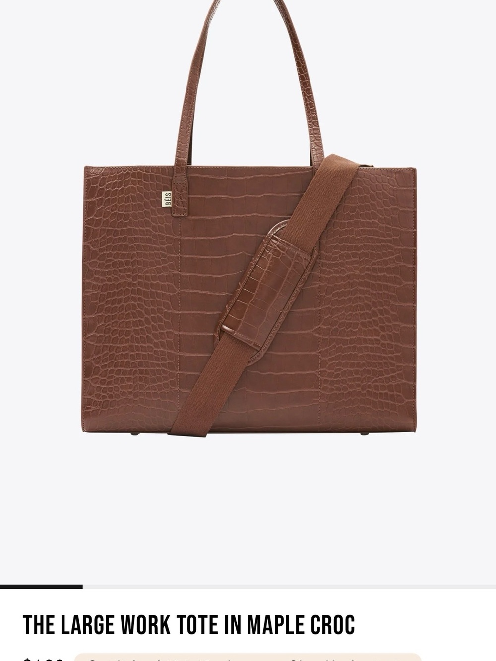 Large Work Tote in Maple Croc - Brown